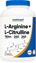 Nutricost L-Arginine L-Citrulline Komplex 750mg, 240 kapslar - Icke-GMO