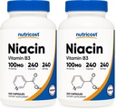 Nutricost Niacin (Vitamin B3) 100mg, 240 Capsules - with Flushing, Non-GMO, Gluten Free (Pack of 2)