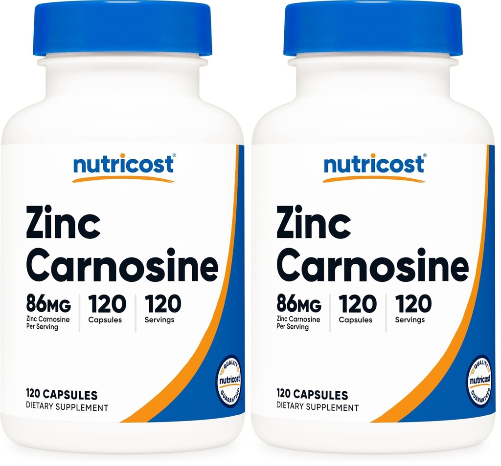 Nutricost Zinc Carnosine 86mg, 120 kapslar - Non-GMO, Gluten Free, Zink L-Carnosine Supplement (Pack of 2)
