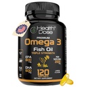 Health Dose Omega 3 Fish Oil 2000mg - Lemon-Flavored Softgels med EPA 800mg & DHA 600mg för hjärna, hjärta och Wellness Support - Easy-to-Digest, No Fish Burps - 120 Softgels, 2-månaders leverans