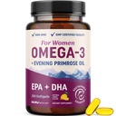 Fish Oil Omega 3 Supplements for Women | DHA + EPA | Heart Health, Hormone Balance, Skin & Wellness Support | 600MG Omega3 + 800MG Evening Primrose Oil | Omega 3 Supplement för kvinnor | 120 Ct.