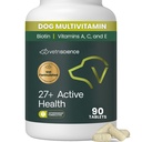 VetriScience 27 + Active Health Chewable Tablets, Canine Plus Daily Multivitamin för valpar och vuxna hundar, balanserade vitaminer, mineraler och antioxidanter, hälso- och välbefinnande, anka, 90 greve