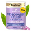 Naturliga klimakteriet Kosttillskott för kvinnor - Perimenopaus Kosttillskott för hormonbalans, Bloating & Mood Swings | Hot Flashes Menopause Relief w / Probiotics & Prebiotika, Black Cohosh & Chasteberry