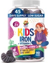 SUNNY SAM Iron Gummies for Kids & Teens - 10mg Iron Vitamins med vitamin C - Low-Sugar Chewable Gummy Supplement för Immune Support, stöder Red Blood Cell Production för barn & Teen Girls