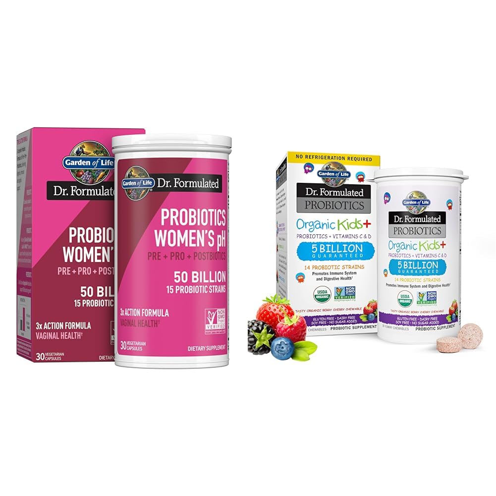 Garden of Life Dr Formulated Once Daily Complete 30 Day Women's Probiotics, Kids+ Organic Berry Cherry Immune & Digestive Chewables