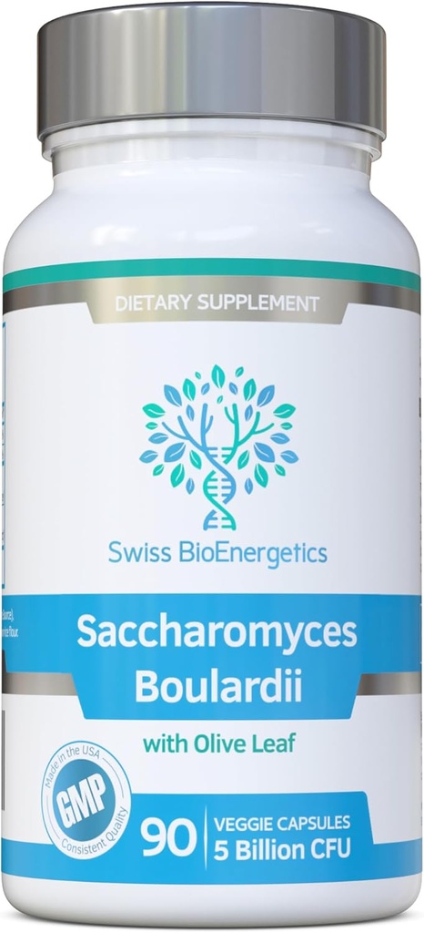 Saccharomyces Boulardii 5 miljarder CFU 90 kapslar - Ingen kylning krävs - Hög styrka icke-koloniserande jäst med synergistisk olivblad, biotin och vitamin D3
