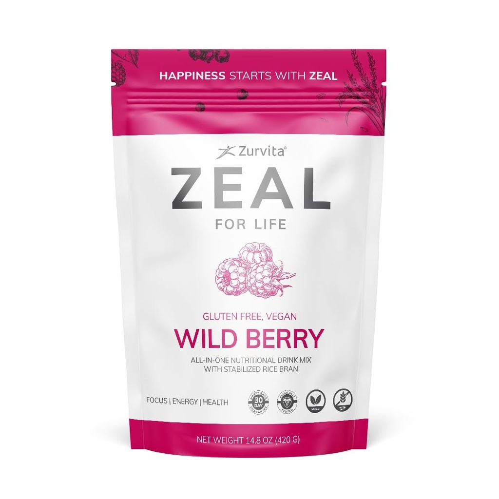 Zurvita - Zeal for Life 30-Day Wellness Bag - Wild Berry Flavor - Daily Nutritional Supplement for Vitality, Immunity, & Overall Wellness - 420 Grams