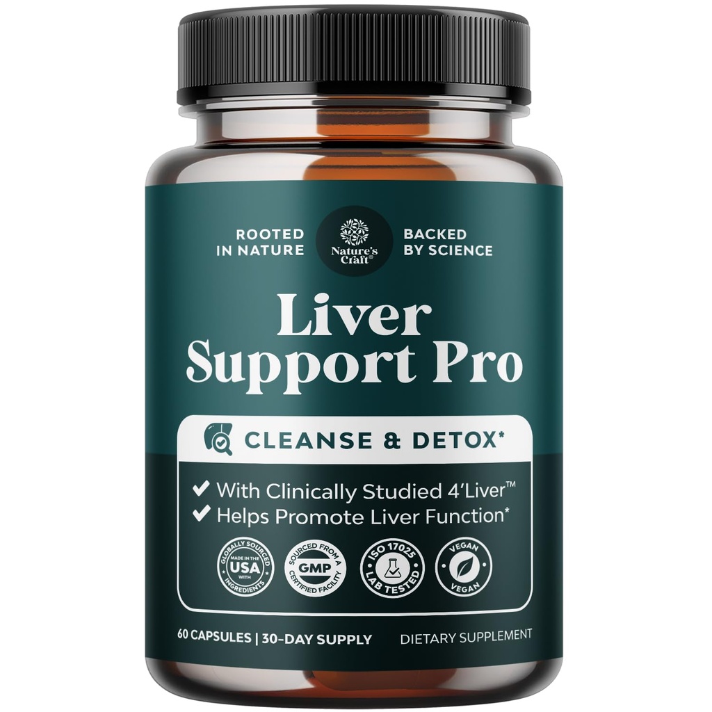 Pro Liver Support Supplement - 2X effektivare än mjölk Thistle - Avancerad leverhälsotillskott med kliniskt testad 4'Liver Cleanse Detox & Repair Support - 60 Count (Pack of 1)