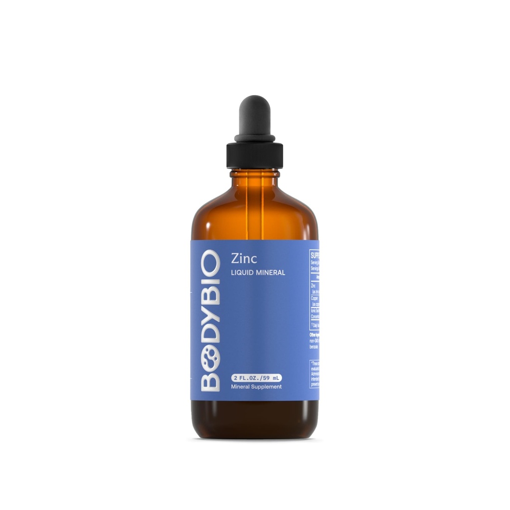 BodyBio Ionic Liquid Zinc Drops 2 oz | Immune Health & Cell Repair | Antioxidant | Ultimate Absorption | No Additives | Concentrated Liquid Zinc Supplement for Adults & Kids