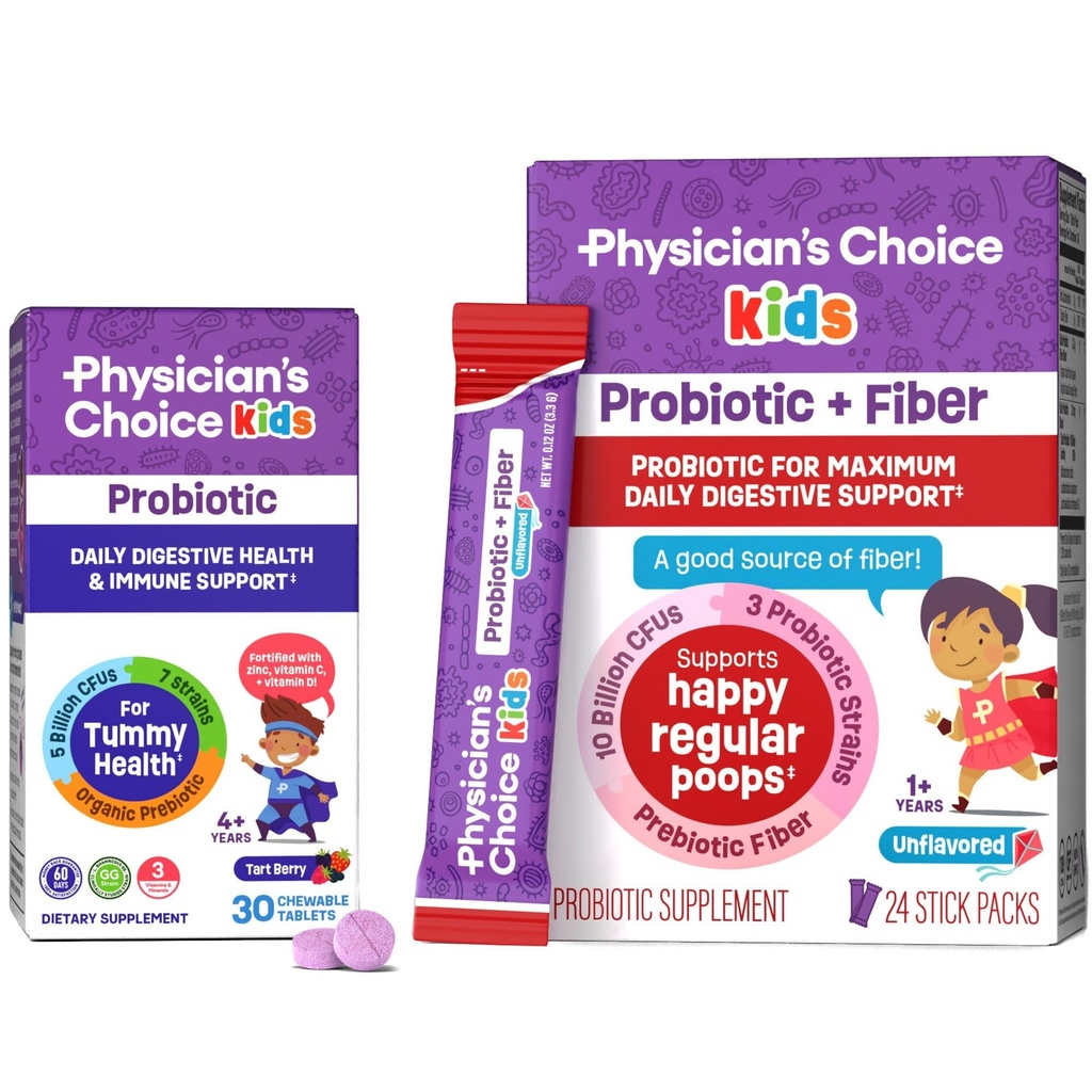 Läkarens CHOICE Kids Happy Tummy Bundle - Fiber 24pck + Probiotic 30ct