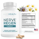 PUREHEALTH RESEARCH Nerve Regen Formula - Nerve Support Supplement for Feet & Hands - with Alpha Lipoic Acid ALA, Benfotiamine, Acetyl L-Carnitine, Riboflavin, Vitamin B6, B12, D & More - 120 Capsules