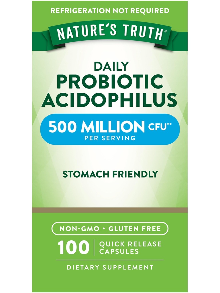 Nature's Truth Probiotics for Men and Women | 500 Million CFU | 100 Capsules | Non-GMO & Gluten Free Supplement