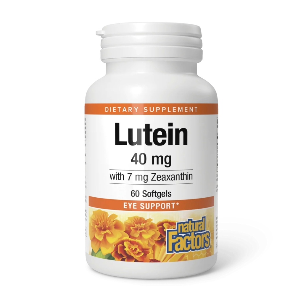 Naturliga faktorer, lutein 40 mg, antioxidantstöd för hälsosamma ögon och hud med Zeaxanthin, 60 Softgels