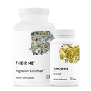 THORNE - Magnesium CitraMate & Vitamin D-5000 Duo - Hjärta, ben, muskler - 60 till 90 portioner