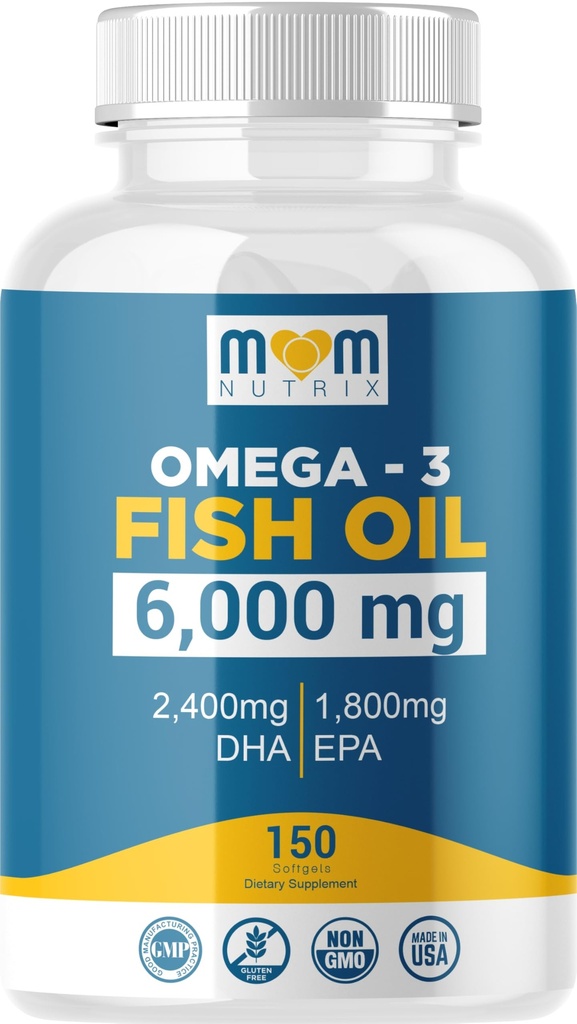 Omega 3 fiskolja med maximal EPA DHA - stöder hjärna, lever, hjärta och immunitet - tillverkad i USA - 150 Softgels