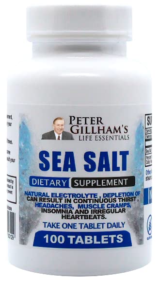 Peters Choice Sea Salt Sodium Chloride 450mg, 100 tabletter, Electrolyte Support & Balance, Athletic Post Workout Rehydration & Recovery. Varmt väderhjälp. förebygga uttorkning och kramper. Tillverkad i USA
