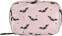 Halloween Bats Pink Pill Box 7 Day Pill Case Travel Pill Organizer Bag med Zipper Portable Weekly Vitamin Medicine Supplement Holder Pouch Bag