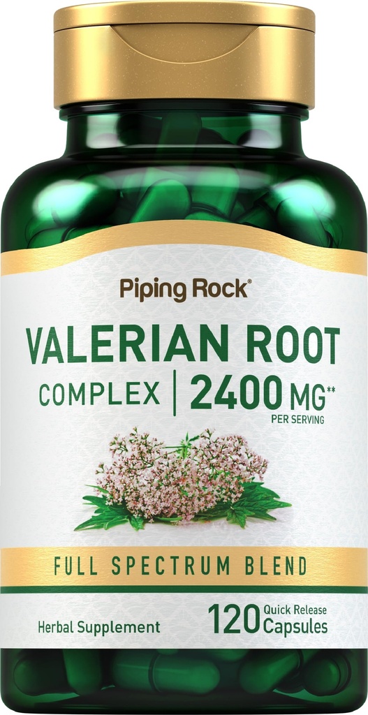 Piping Rock Valerian Root Capsules 2400 mg | 120 greve | Extract Supplement | Herbal Blend | Non-GMO, Gluten Free