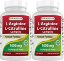 Bästa naturliga L-arginin L-Citrulline Komplex 1000 mg 250 tabletter (250 greve av 2)