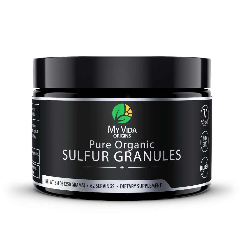 My Vida Origins Pure Organic Sulfur | 99% Pure MSM Granules stöder hud, hår och gemensam | Non-GMO, Vegan, Gluten Free (62 portioner) 2 månaders leverans