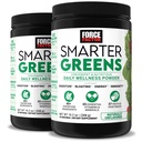 Force Factor Smarter Greens Daily Wellness Powder 2-Pack för att stödja energi, immunitet och matsmältning, Superfood Greens Powder med vitaminer, mineraler och probiotika, osmakad, 60 portioner