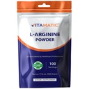 Vitamatic L-Arginine Pure Powder 500 Gram | Unflavored | Non GMO | Gluten Free | Inga tillsatser | 5000mg Per Servering | 100 portioner