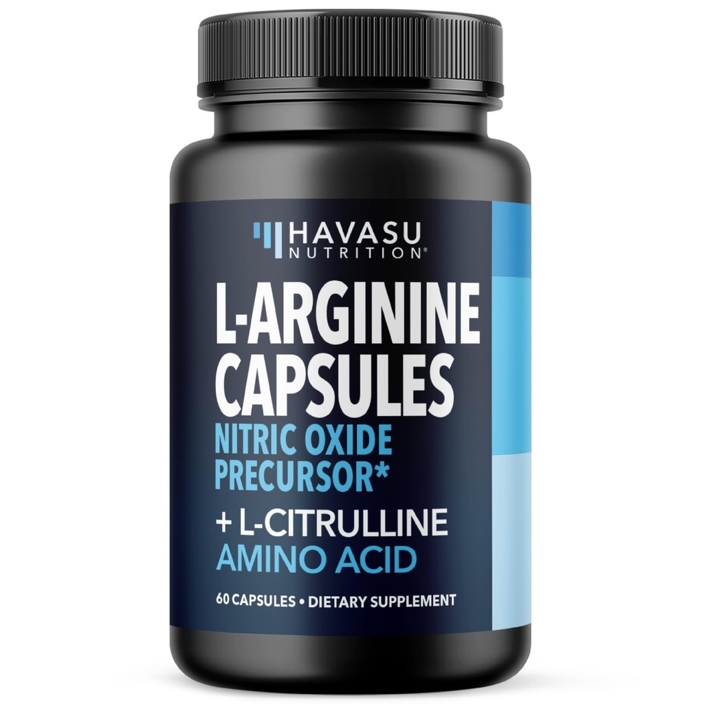L-Arginine kapslar med L-Citrulline - Nitric Oxide Supplement - L Arginine och L Citrulline Blend - 60 Count - Vegan, icke-GMO kapslar för prestanda, uthållighet och muskelstöd - 1 månads leverans