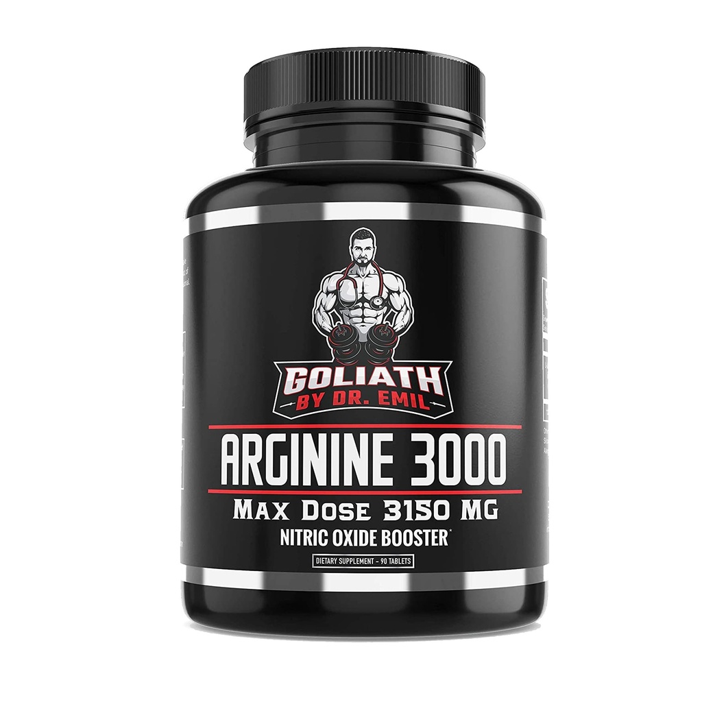 Dr Emil - L Arginine (3150mg) Högsta kapseldos - Nitric Oxide Supplement för vaskularitet, uthållighet och hjärthälsa (AAKG och HCL) - 90 tabletter