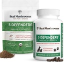Real Mushrooms 5 Defenders for Humans (45g) & Pets (90ct) - Pouch & Capsules Bundle - Chaga, Shiitake, Maitake, Turkey Tail & Reishi Mushroom - for Immune Strength & Overall Wellbeing - Vegan, Non-GMO