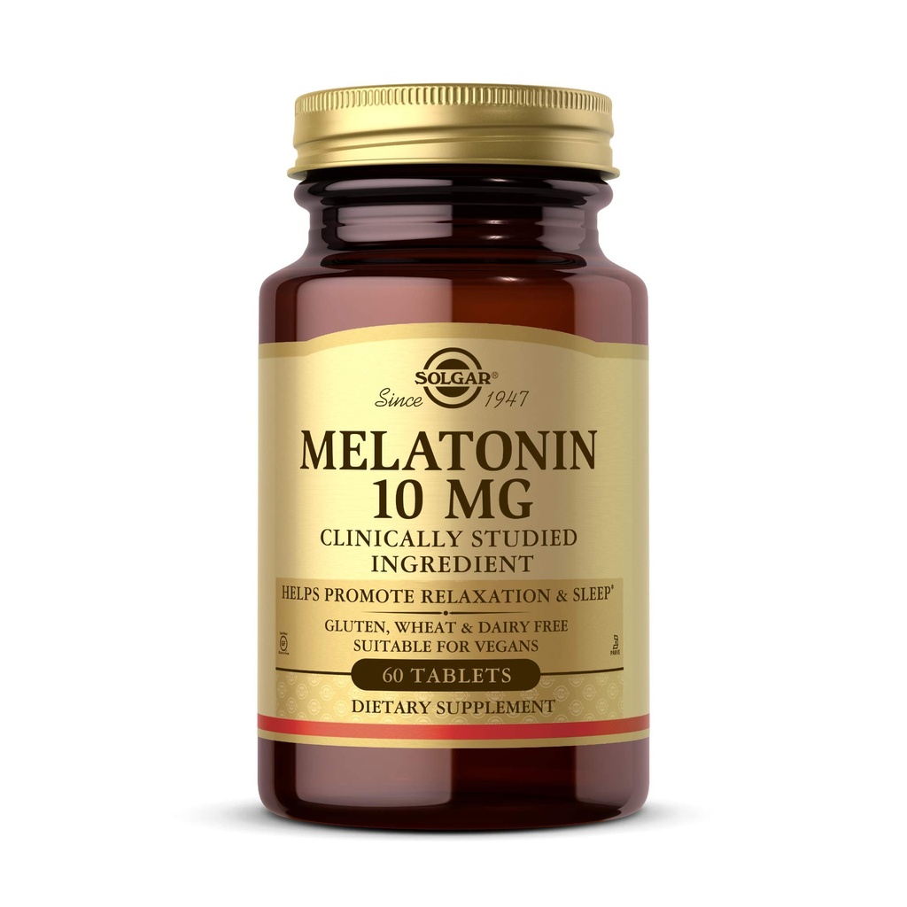 Solgar Melatonin 10mg Tablets HighDosage hjälper till att främja avkopplingssömn kliniskt Studied Melatonin stöder naturlig sömncykel Vegan Gluten Free Dairy Free Kosher Servings, 60 Count