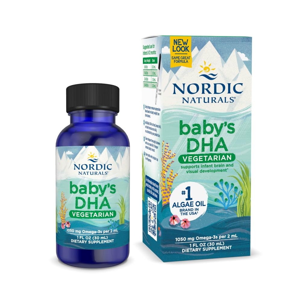 Nordic Naturals Baby's DHA Vegetarian, Unflavored - 1050 mg Plant-Based Omega-3-1 oz - Stöder Brain & Vision Development hos spädbarn - Icke-GMO, Vegan - 15 portioner