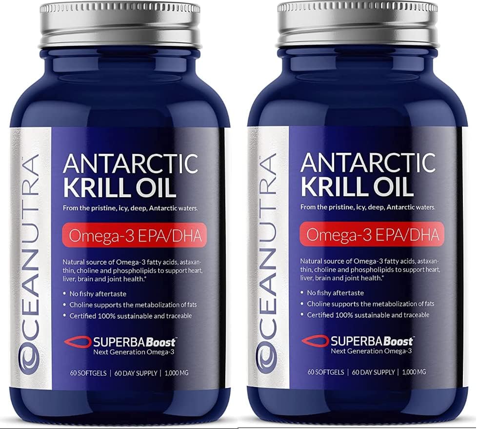 100% Pure Krill Oil 1000MG 120-Day Supply Double Strength 56% Fosfolipider Astaxanthin Sustainable Antarctic SuperbaBoost Omega 3 EPA DHA Heart Brain Skin Care, Tredjepartstestad, No Fish Oil
