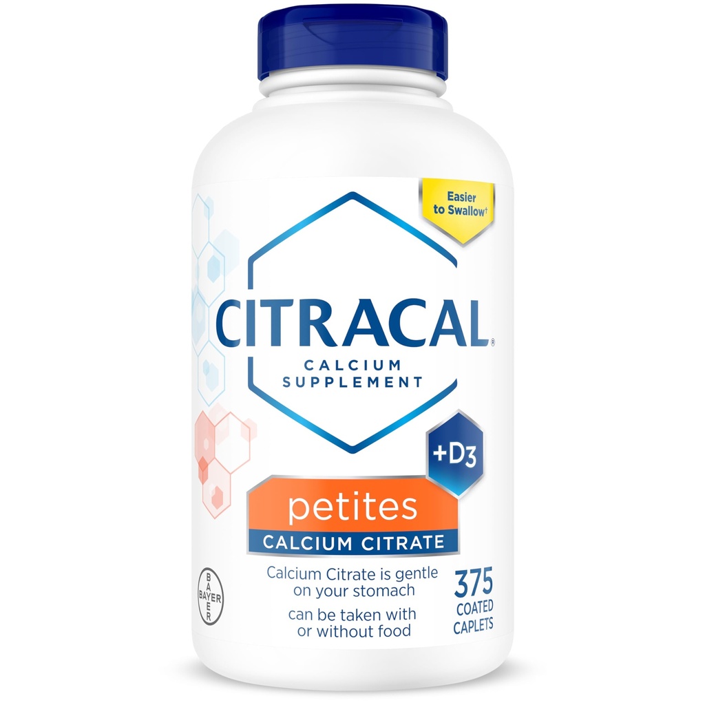 Citracal Petites- Calcium Citrate with Vitamin D3, Bone Health Support, Calcium Supplement for Ages 12+, 375 Count (Packaging May Vary)
