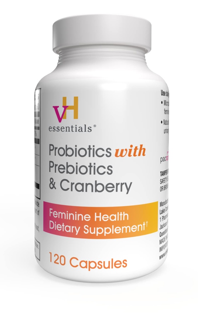 VH Essentials Probiotics for Women with Prebiotics, Cranberry & Vitamin C - 120 Capsules (60 Day Supply) -Probiotics Support Gut Balance, Health & Urinary Tract Health för kvinnor