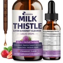 Milk Thistle Extract Liquid Drops for Liver Cleanse Detox & Repair, 35-IN-1 Kidney Support Supplement with Artichoke & Dandelion for Urinary Tract, Bladder, Vegan, Non-GMO, Strawberry Flavor, 2 FL OZ