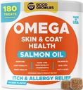 Omega 3 Fiskolja för hundar (180 Ct) - Hud & Coat Chews - Torr & Itchy Skin Relief + Allergy Support - Shiny Coats - EPA & DHA Fatty Acids - Natural Salmon Oil Chews främjar hjärta, Hip & Joint Support