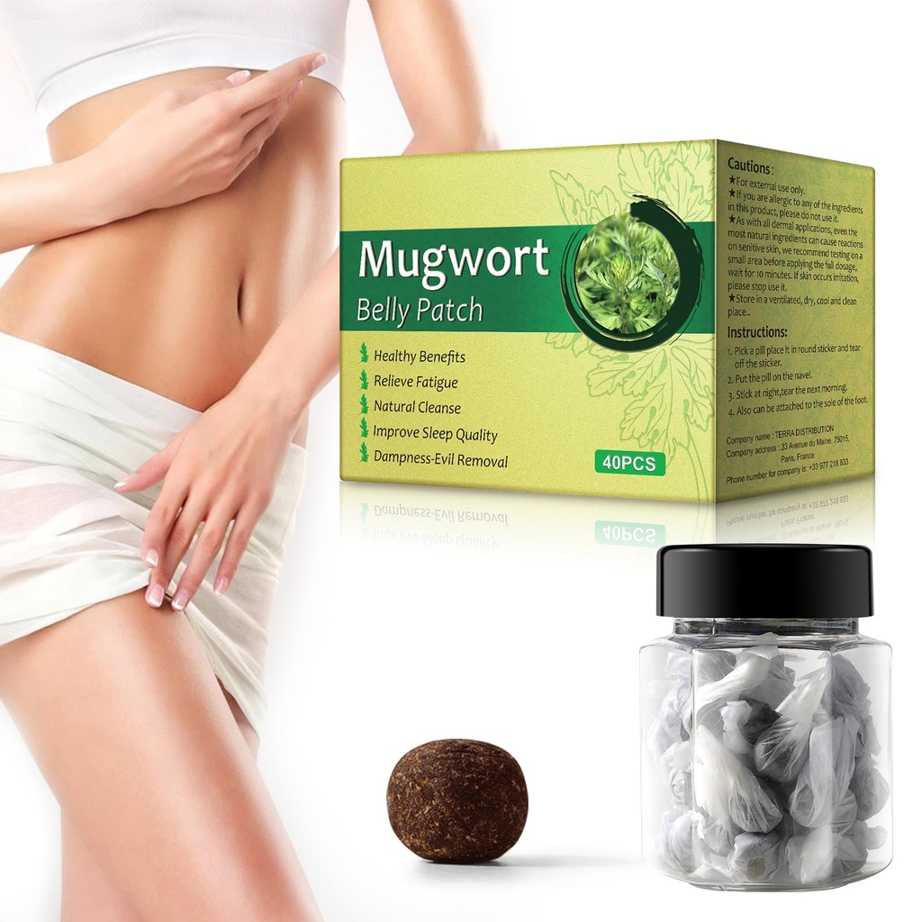 40pc Mugwort Navel Sticker-Natural Wormwood Essence Pills och Belly Sticke, Hälsosam Moxibustion Belly Sticker,Natural Cleanse Dampness-Evil Removal,Relieve Fatigue, Förbättra sömnkvaliteten