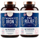 WINDSOR BOTANICALS Iron Supplement och PMS Relief Bundle för kvinnor
