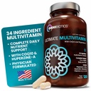 OmniBiotics Ultimate Daily Multivitamin för kvinnor och män - 34 väsentliga ingredienser inklusive vitamin A, C, D, E, B6, B12, Biotin, Zink - 120 Vegan kapslar