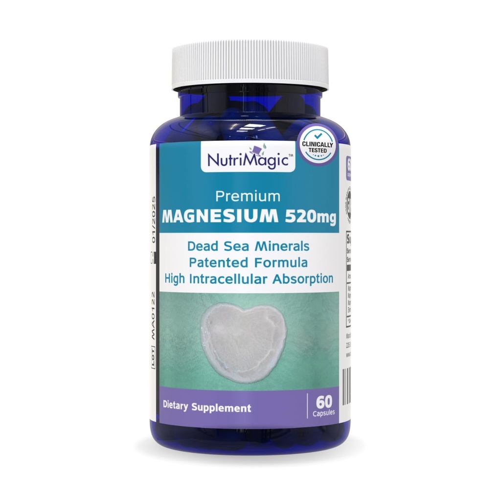 520mg Patented High Absorption Elemental Magnesium från Oxide, Dead Sea Minerals Complex (1 flaska, 2-månaders leverans (60 kapslar))