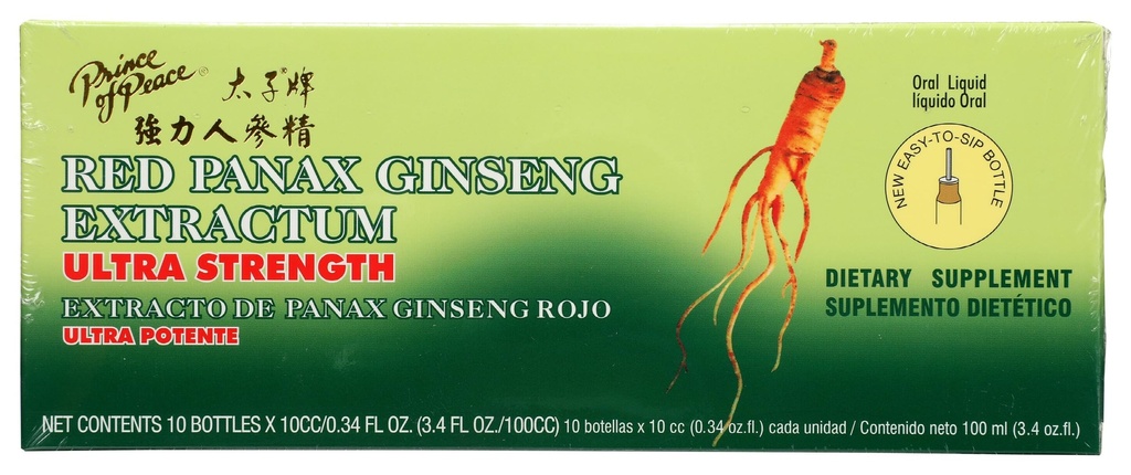 Prince of Peace Red Panax Ginseng Extractum Ultra Strength - 3,4 oz - 10 flaskor