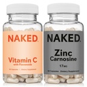 NAKED Zink Carnosine 17mg (60 kapslar) Vitamin C 500mg (90 kapslar) - Vegan; Non-GMO; Gluten Free; Daily Immune and Stomach Support