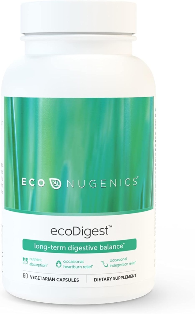 EcoNugenics EcoDigest Digestive Health Supplement - 60 kapslar - Digestive Support - Herbs, Medicinal Mushrooms & Enzymes
