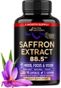 Natur Saffron Supplements - Pure Saffron Extract 88,5 mg - Made in USA - Mood | Fokus | Vision | Energistöd - Eye Health for Women & Men - NonGMO Vegan Pills - 90 Pulver kapslar, 3 månaders leverans