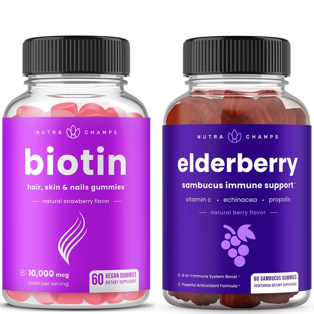 NutraChamps Biotin Gummies och Elderberry Gummies Bundle