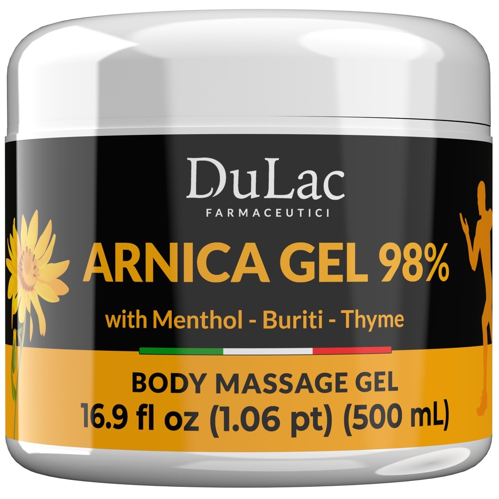 Dulac Arnica Body Massage Gel – Water-Based Cosmetic Massage Gel with Arnica Montana, Fast-Absorbing Lightweight Texture, Non-Greasy Feel, Dermatologically Tested, 16.9 fl oz