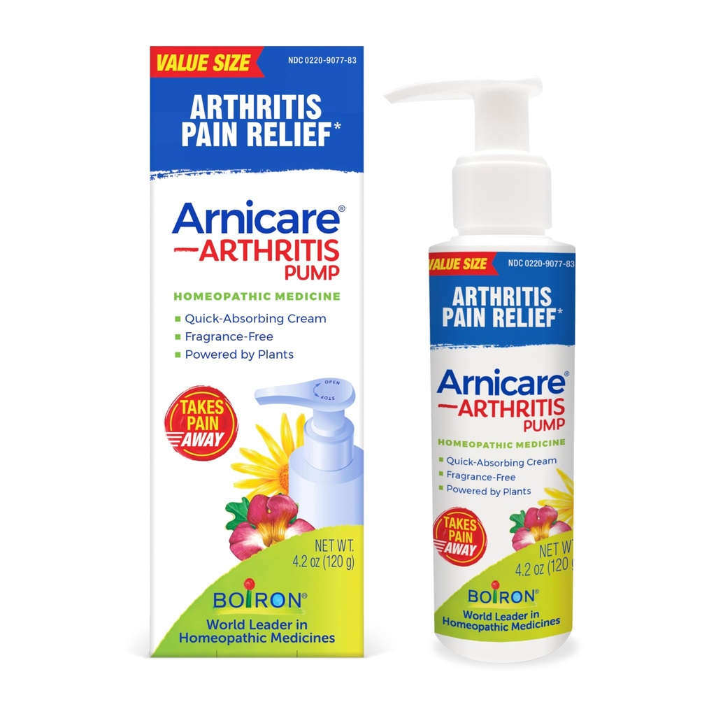 Boiron Arnicare Arthritis Cream Pump for Pain Relief of Knees, Hands, Wrists, Elbows, Joints & Muscles – Quickly Absorbed & Fragrance-Free – 4.2 oz