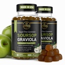 Soursop Leaves & Soursop Fruit Gummies - 3000mg Soursop Extract - 2 Pack Graviola Supplement - Soursop Fruit and Leaf - 120ct - Sugar-Free - Gluten Free - Non-GMO - Vegan Friendly