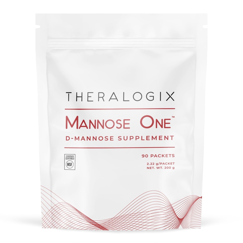 Theralogix Mannose One D-Mannose Powder - 90-dagars leverans - Stöder urinvägshälsa med 2 000 mg D-Mannose * - NSF Certified - 90 Packets
