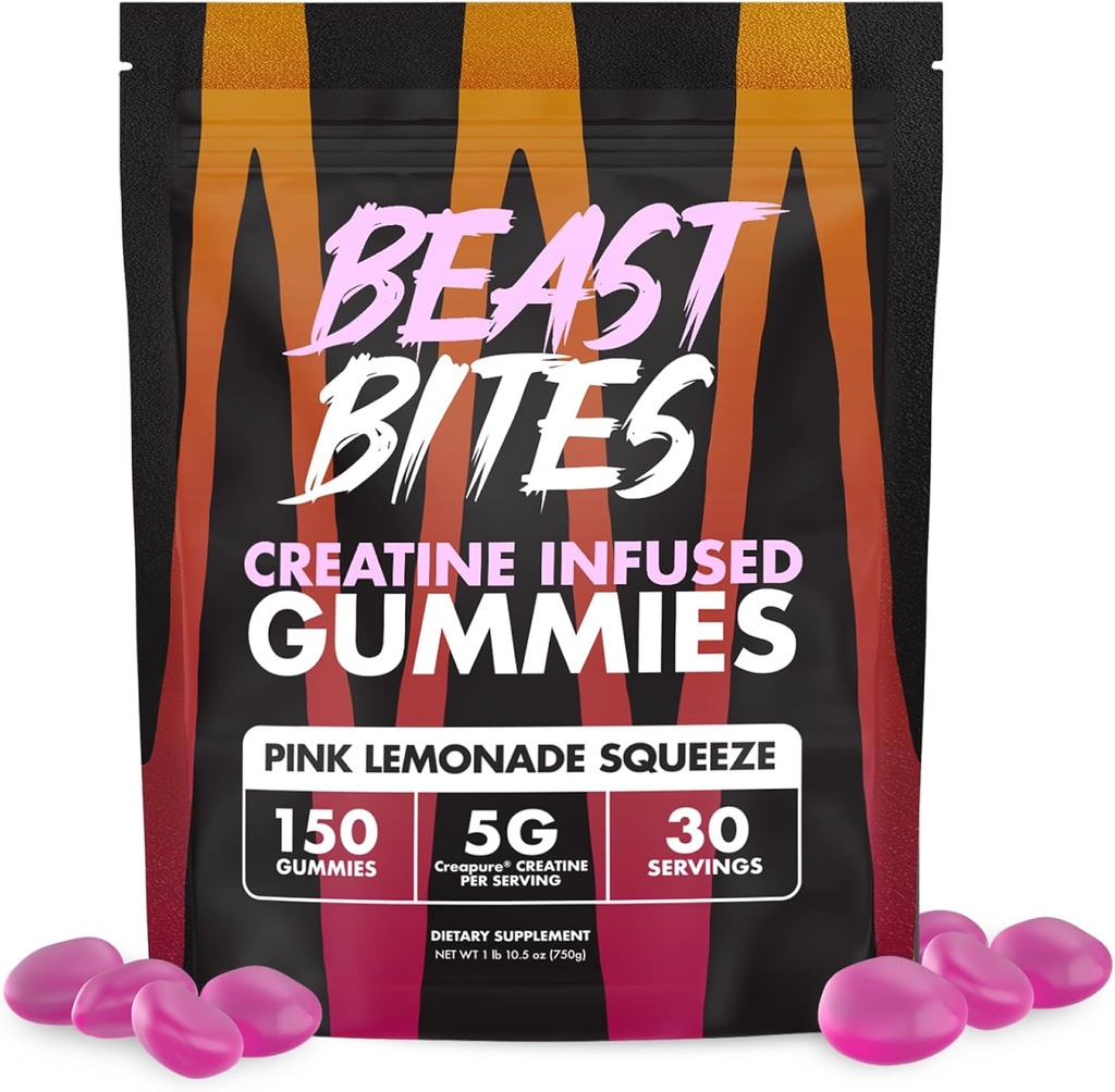 BEAST BITES - Kreatininfuserade Gummies - 5g Creapure Creatine Monohydrate Per Serving - NSF Certified for Sport - 30 portioner